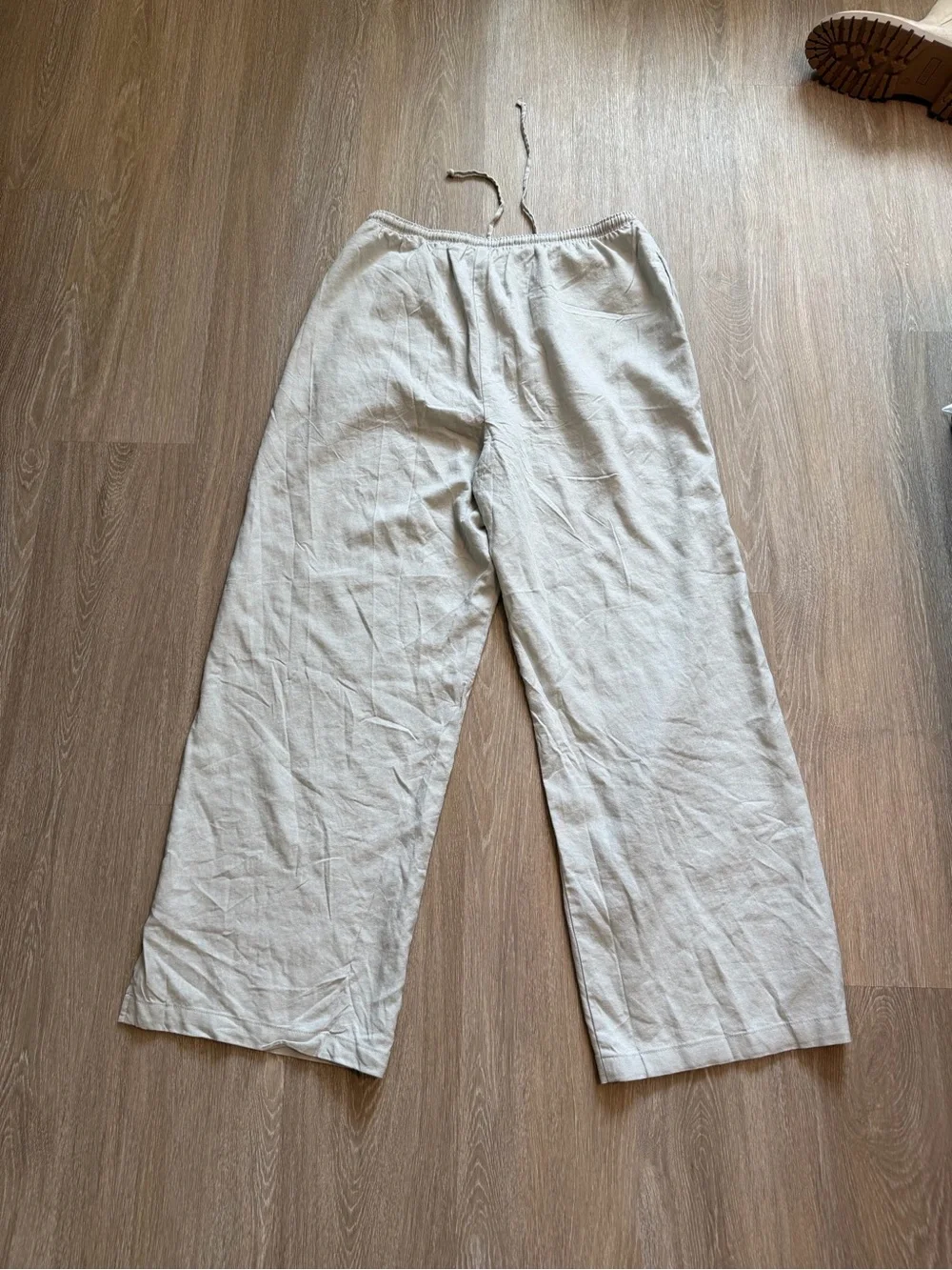 wild fable Light Beige Wide-Leg Cotton Chinos